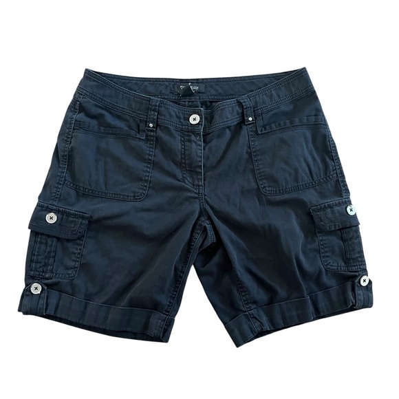 White House Black Market Black Bermuda Cargo Shorts women’s size 8 cotton blend - Picture 1 of 10